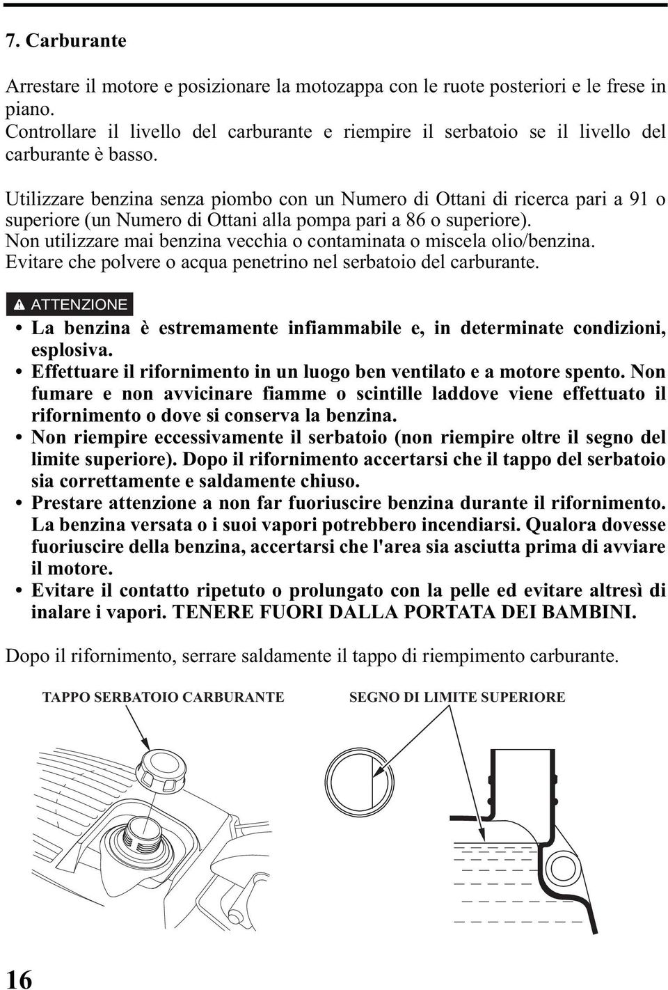 Utilizzare benzina senza piombo con un Numero di Ottani di ricerca pari a 91 o superiore (un Numero di Ottani alla pompa pari a 86 o superiore).