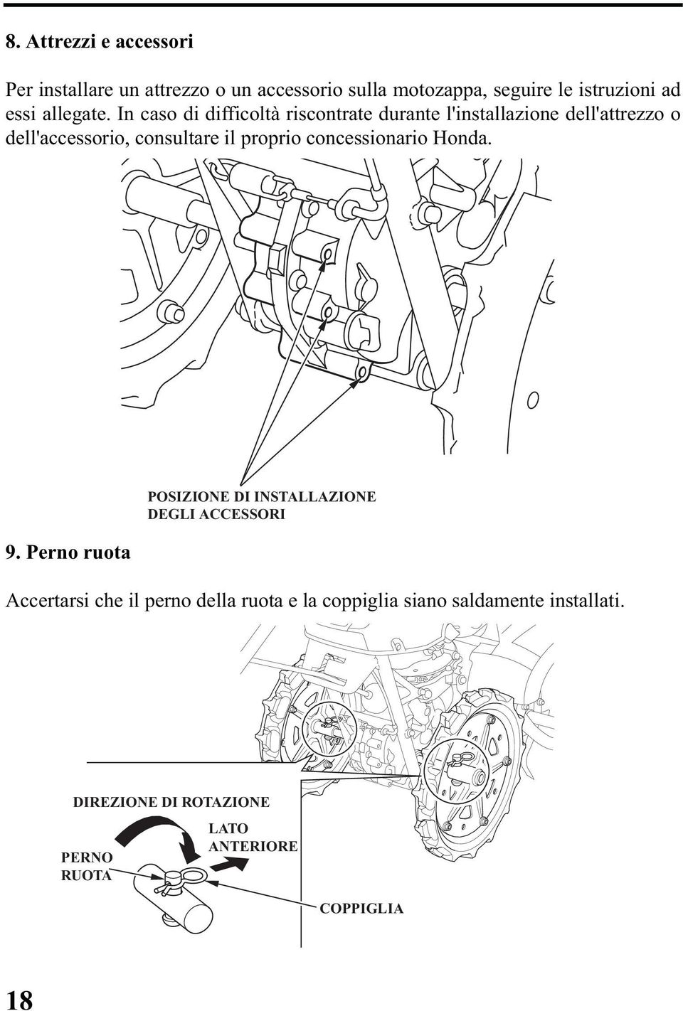 In caso di difficoltà riscontrate durante l'installazione dell'attrezzo o dell'accessorio, consultare il proprio