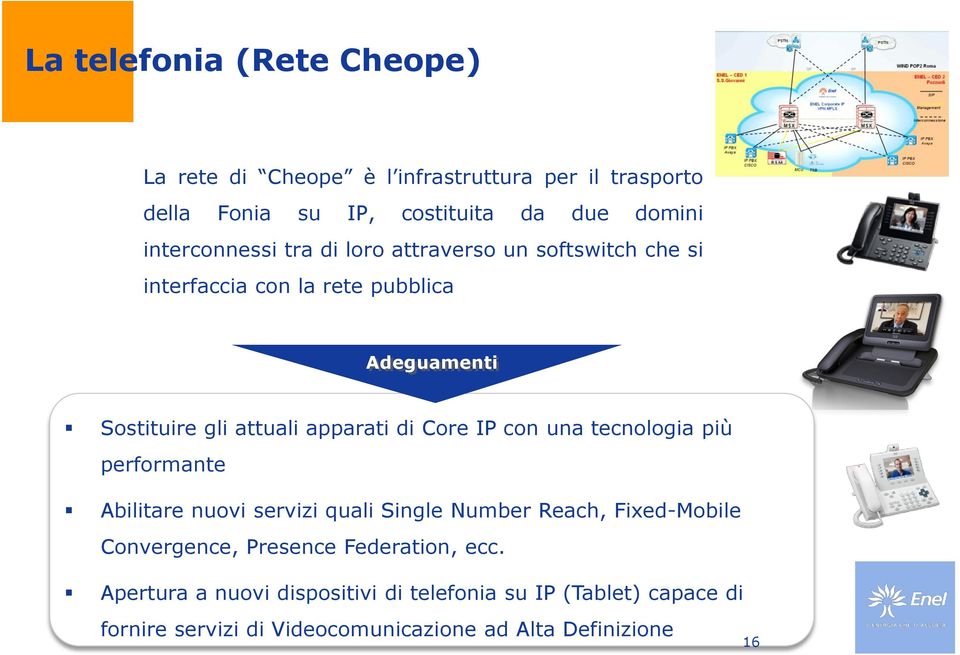 apparati di Core IP con una tecnologia più performante Abilitare nuovi servizi quali Single Number Reach, Fixed-Mobile Convergence,