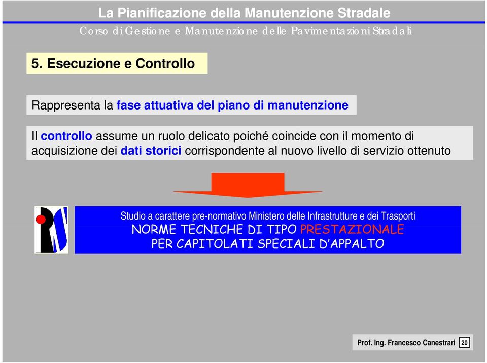 livello di servizio ottenuto Studio a carattere pre-normativo Ministero delle Infrastrutture e dei