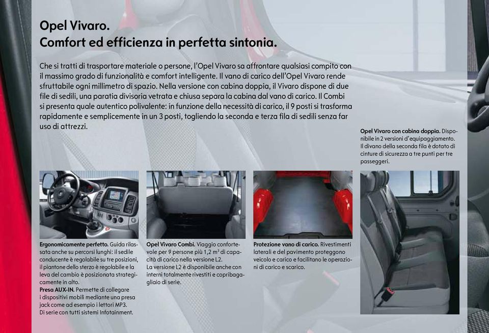 Il vano di carico dell Opel Vivaro rende sfruttabile ogni millimetro di spazio.