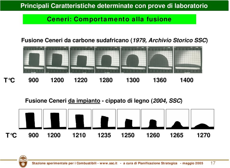 1280 1300 1360 1400 Fusione Ceneri da impianto - cippato di