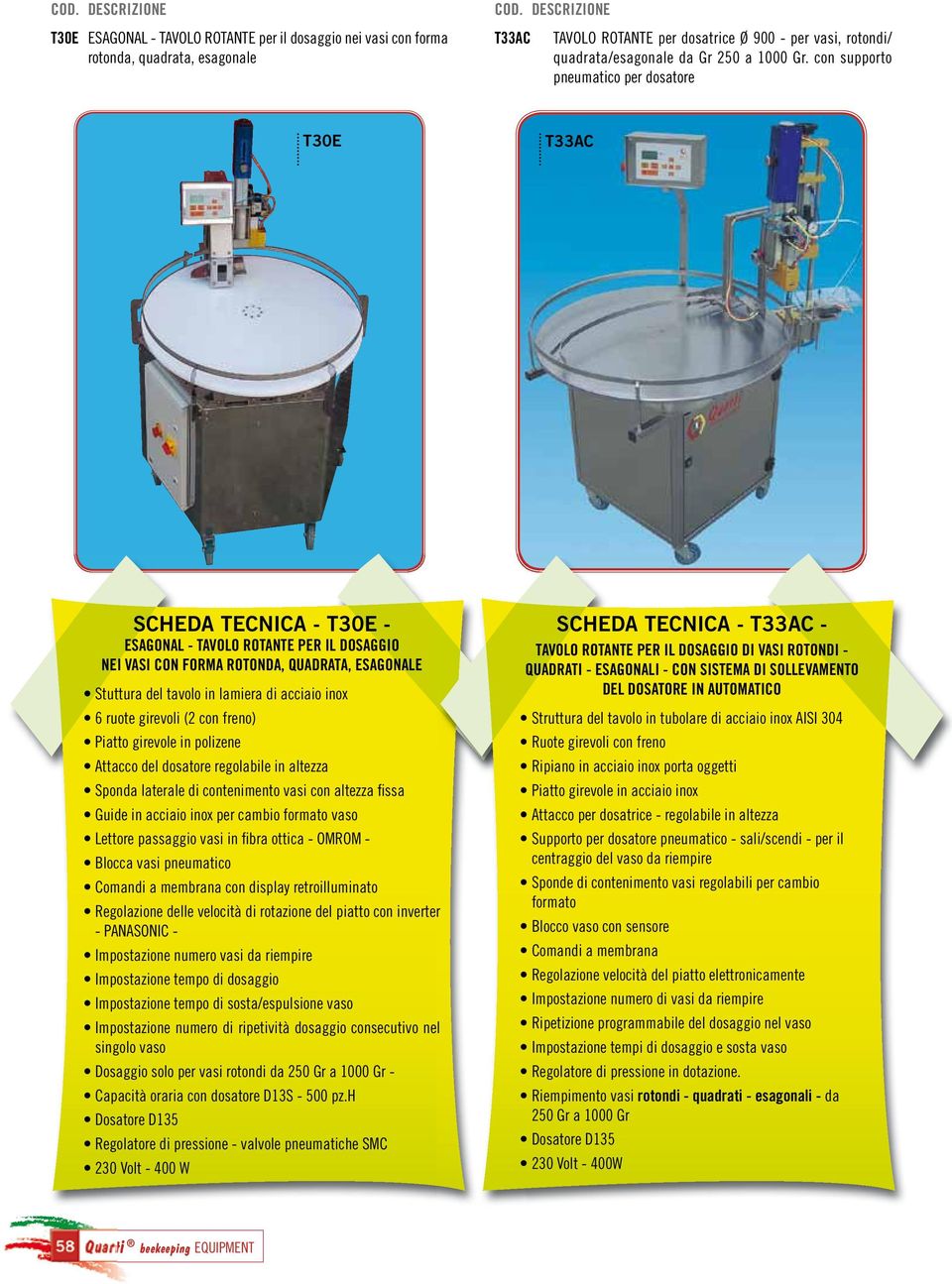 acciaio inox 6 ruote girevoli (2 con freno) Piatto girevole in polizene Attacco del dosatore regolabile in altezza Sponda laterale di contenimento vasi con altezza fissa Guide in acciaio inox per