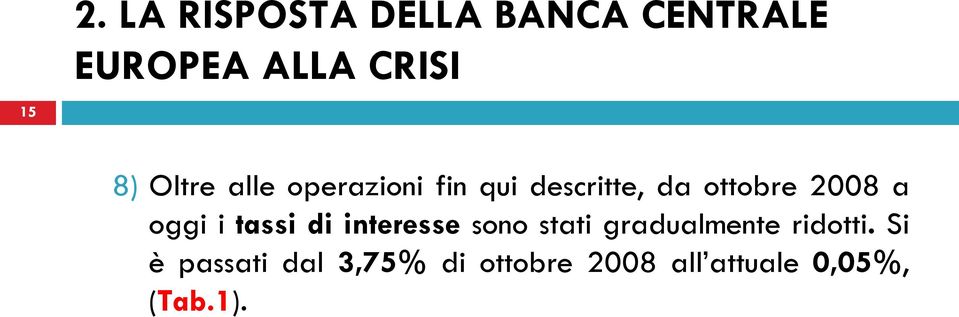 oggi i tassi di interesse sono stati gradualmente ridotti.