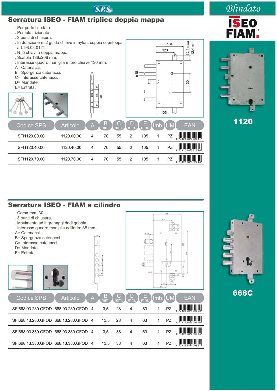 00 1120.00.00 4 70 55 2 105 1 PZ SFI1120.40.00 1120.40.00 4 70 55 2 105 1 PZ SFI1120.70.00 1120.70.00 4 70 55 2 105 1 PZ 0 3 2 5 6 3 2 6 4 1 0 3 2 5 6 3 2 6 9 6 0 3 2 5 6 3 2 7 4 0 Serratura ISO - FIM a cilindro.