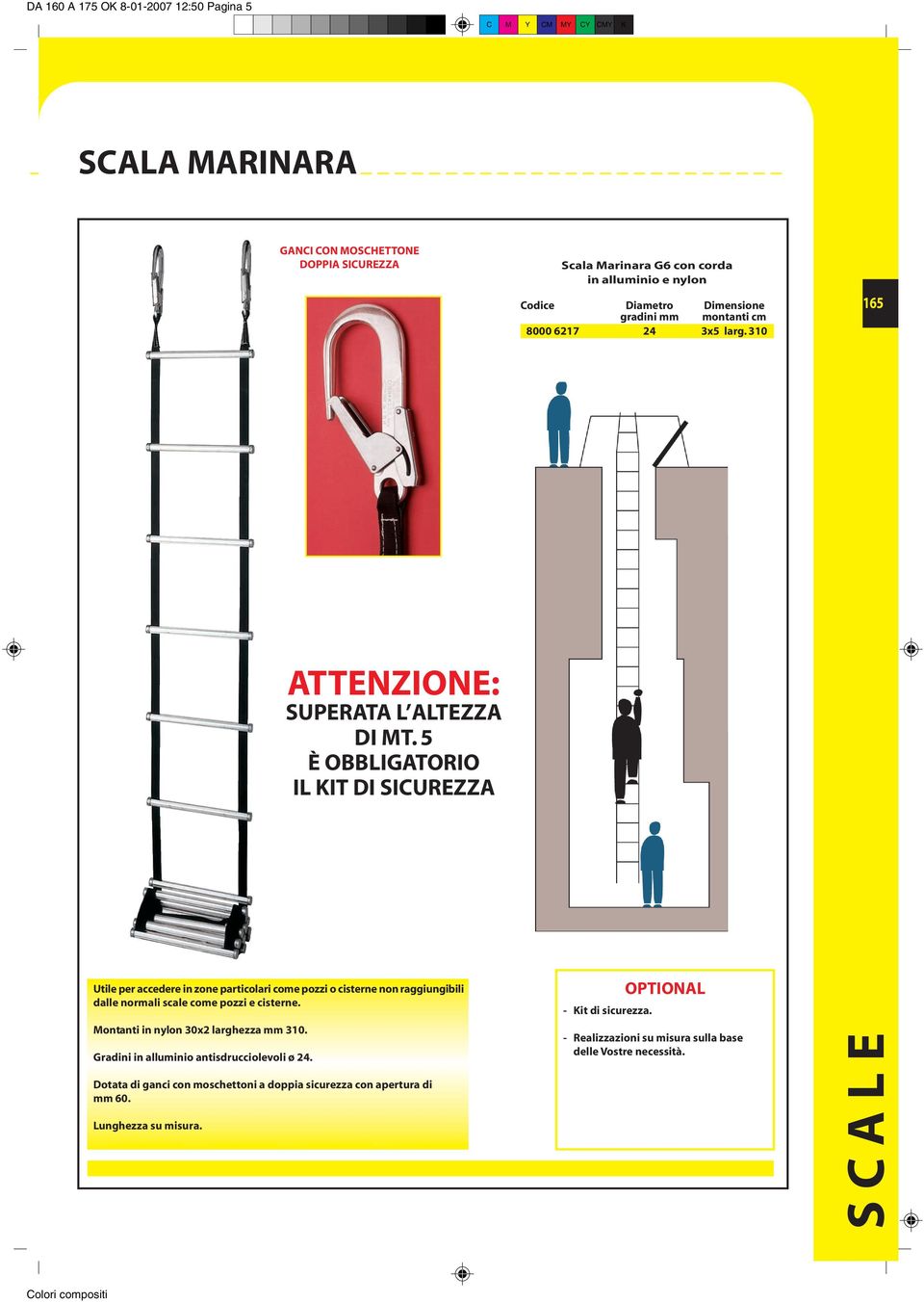 5 È OBBLIGATORIO IL KIT DI SICUREZZA Utile per accedere in zone particolari come pozzi o cisterne non raggiungibili dalle normali scale come pozzi e cisterne.