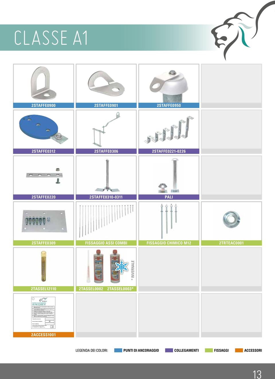 2STAFFE0310-0311 PALI 2STAFFE0309 FISSAGGIO ASSI COMBI FISSAGGIO CHIMICO M12 2TRTEAC0001 2ACCESS1001 2TASSEL12110