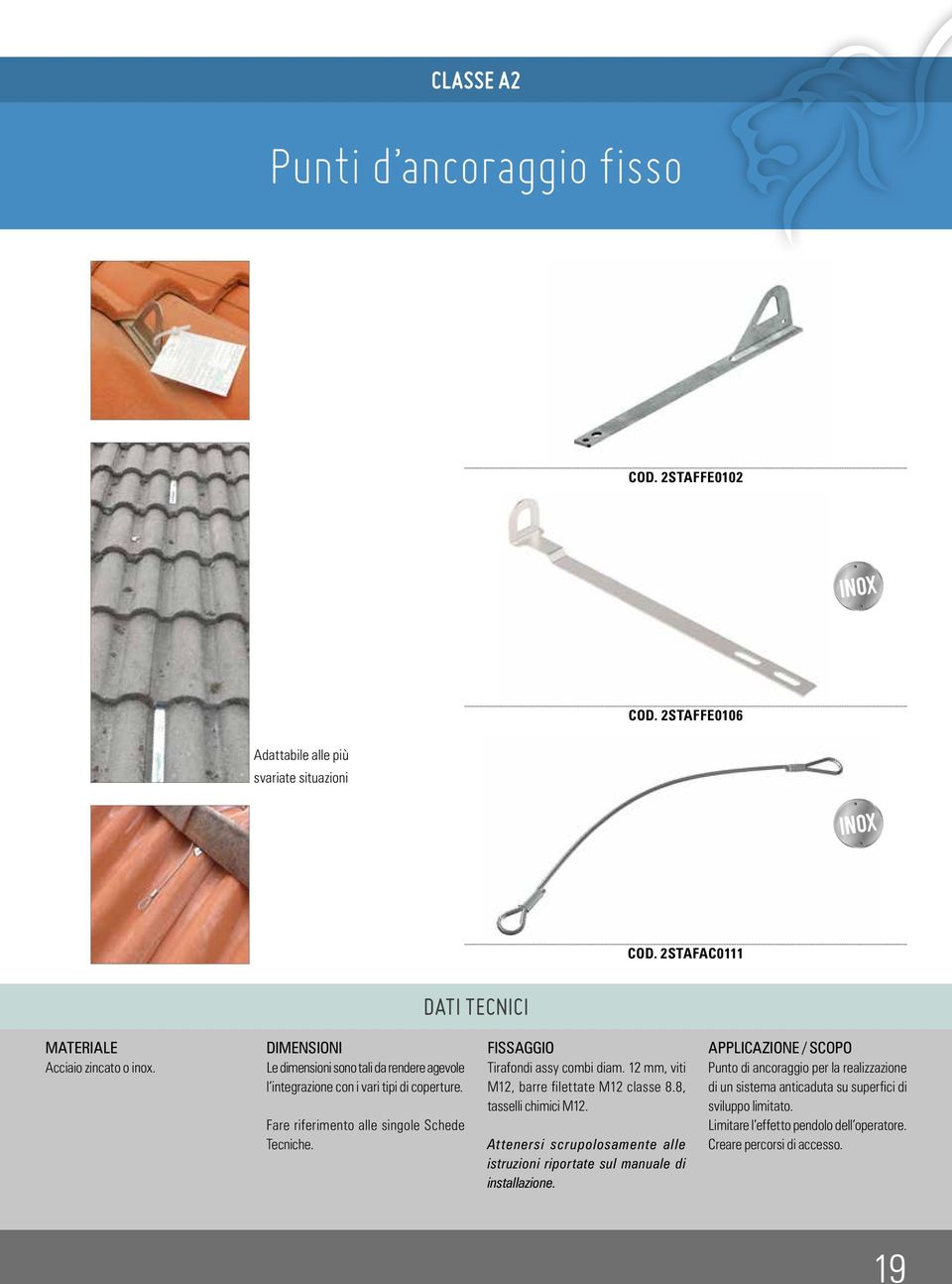 FISSAGGIO Tirafondi assy combi diam. 12 mm, viti M12, barre filettate M12 classe 8.8, tasselli chimici M12.