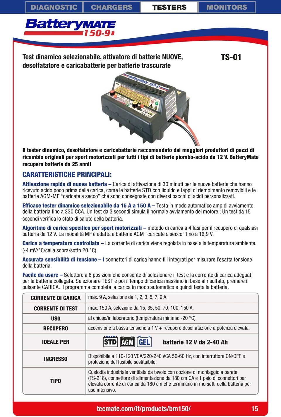 Attivazione rapida di nuova batteria Carica di attivazione di 30 minuti per le nuove batterie che hanno ricevuto acido poco prima della carica, come le batterie STD con liquido e tappi di riempimento