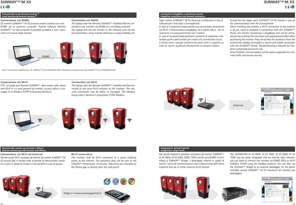 Tramite software Remote SUNWAY TM su tale computer è possibile accedere a tutti i parametri e le misure degli inverter.