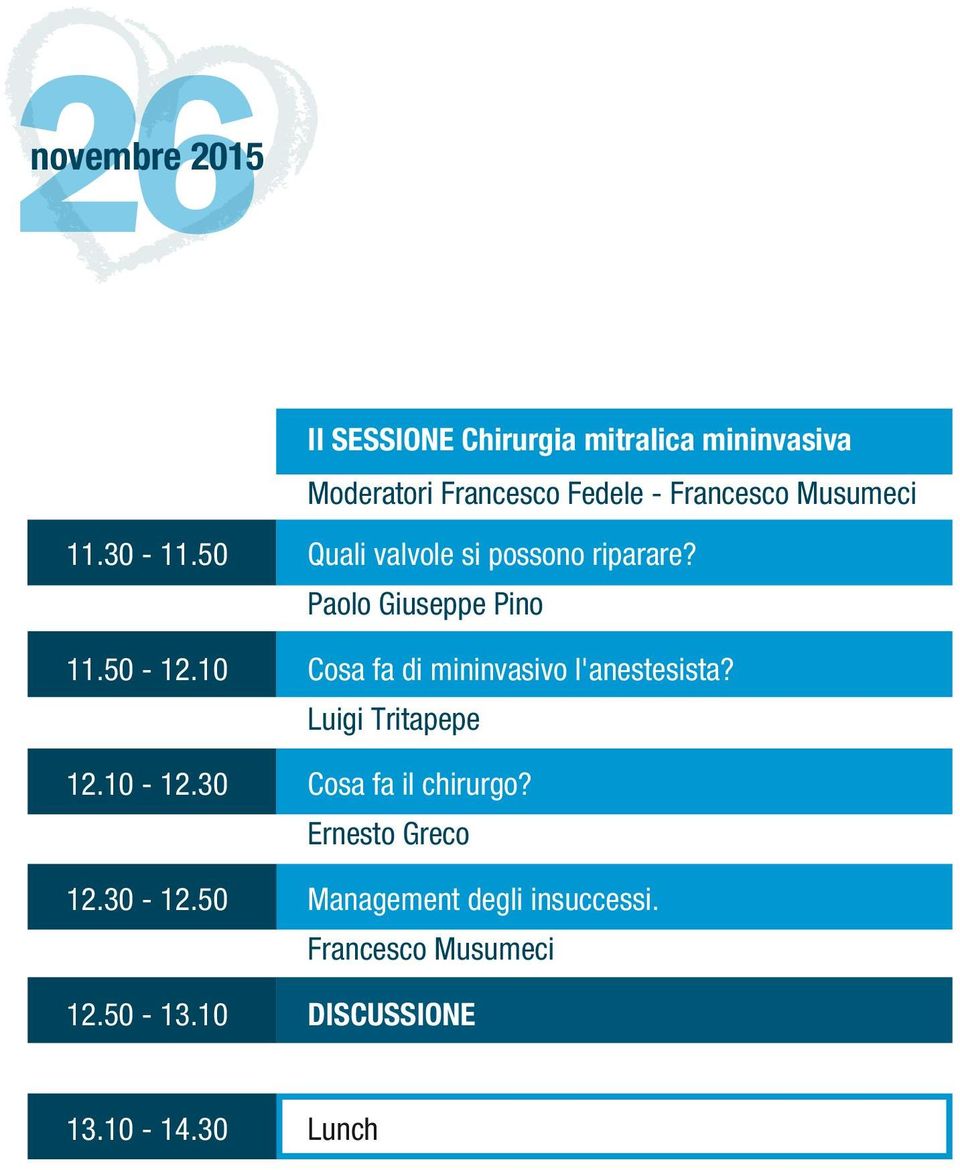 10 Cosa fa di mininvasivo l'anestesista? Luigi Tritapepe 12.10-12.30 Cosa fa il chirurgo?