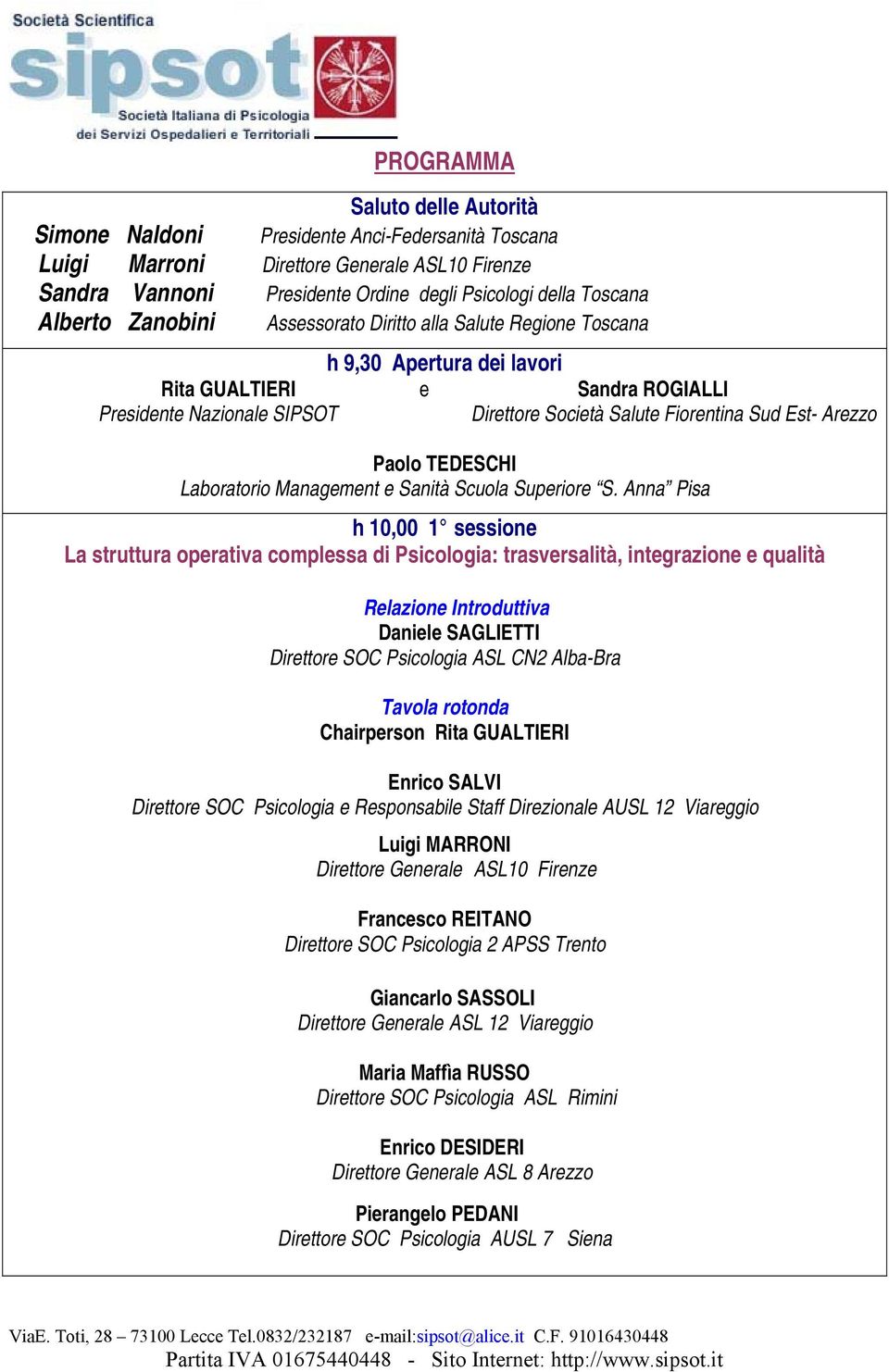 Arezzo Paolo TEDESCHI Laboratorio Management e Sanità Scuola Superiore S.