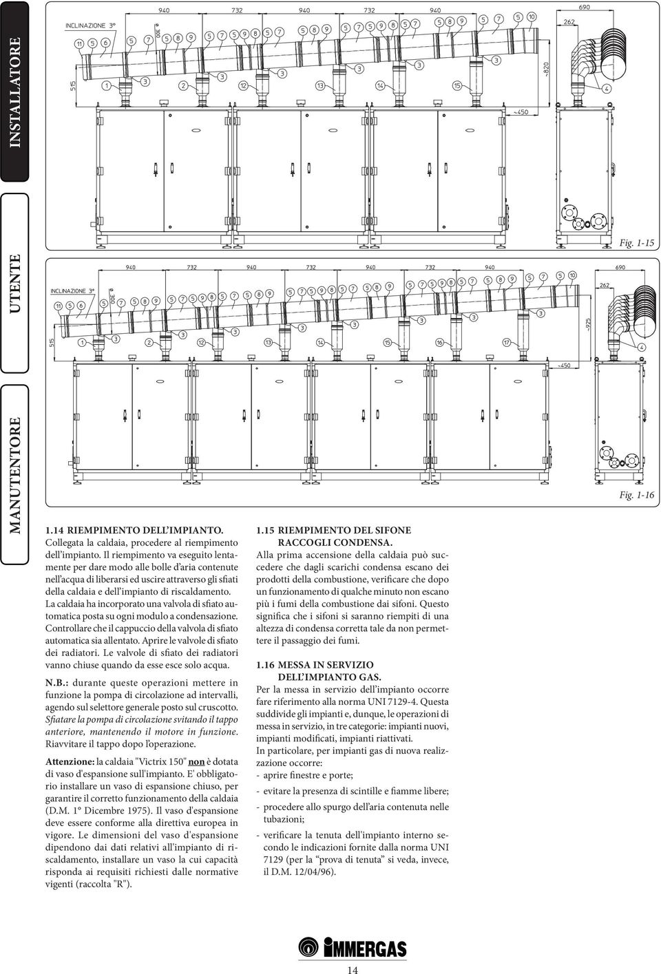 La caldaia ha incorporato una valvola di sfiato automatica posta su ogni modulo a condensazione. Controllare che il cappuccio della valvola di sfiato automatica sia allentato.