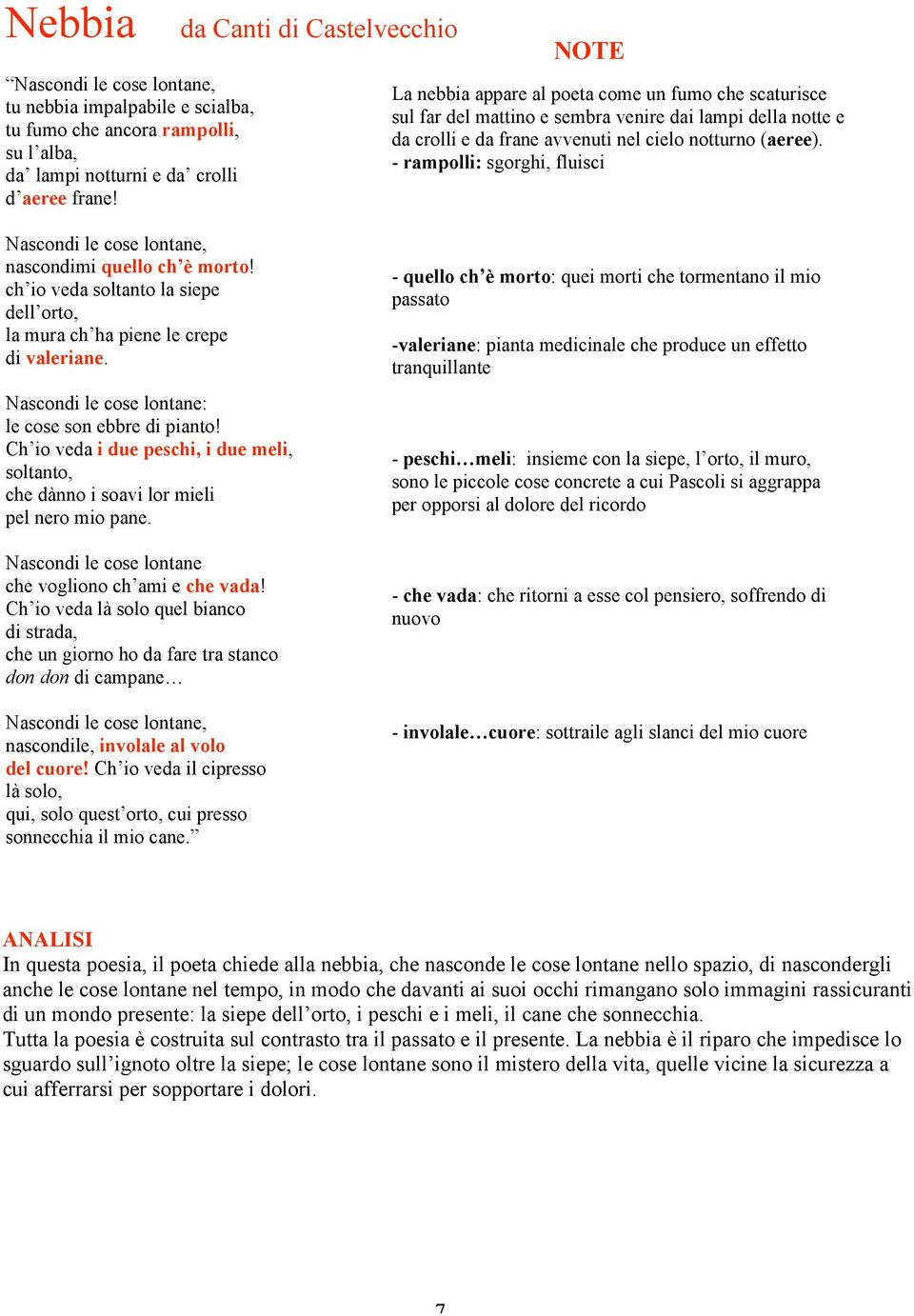 - rampolli: sgorghi, fluisci Nascondi le cose lontane, nascondimi quello ch è morto! ch io veda soltanto la siepe dell orto, la mura ch ha piene le crepe di valeriane.