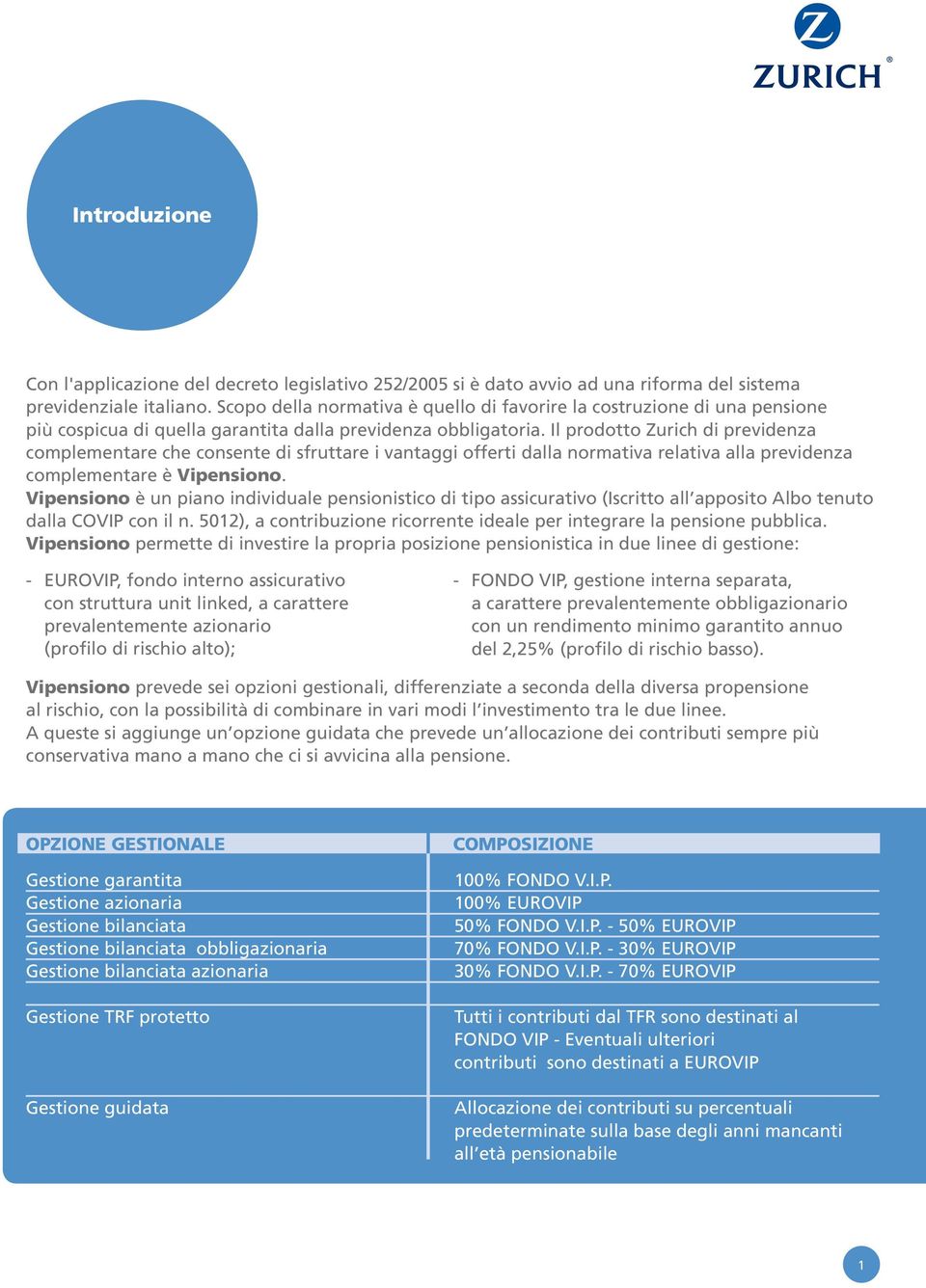 Il prodotto Zurich di previdenza complementare che consente di sfruttare i vantaggi offerti dalla normativa relativa alla previdenza complementare è Vipensiono.