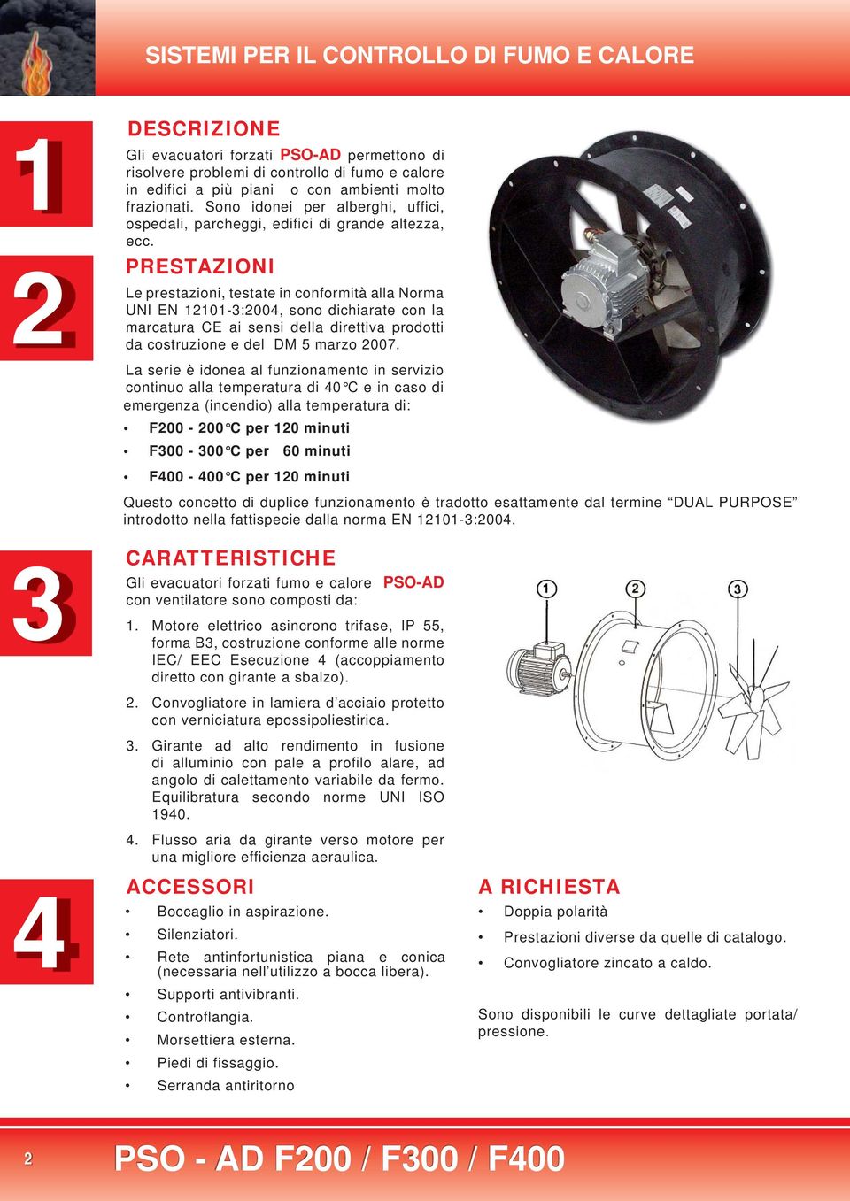 PRESTAZIONI Le prestazioni, testate in conformità alla Norma UNI EN 12101-:2004, sono dichiarate con la marcatura CE ai sensi della direttiva prodotti da costruzione e del DM 5 marzo 2007.