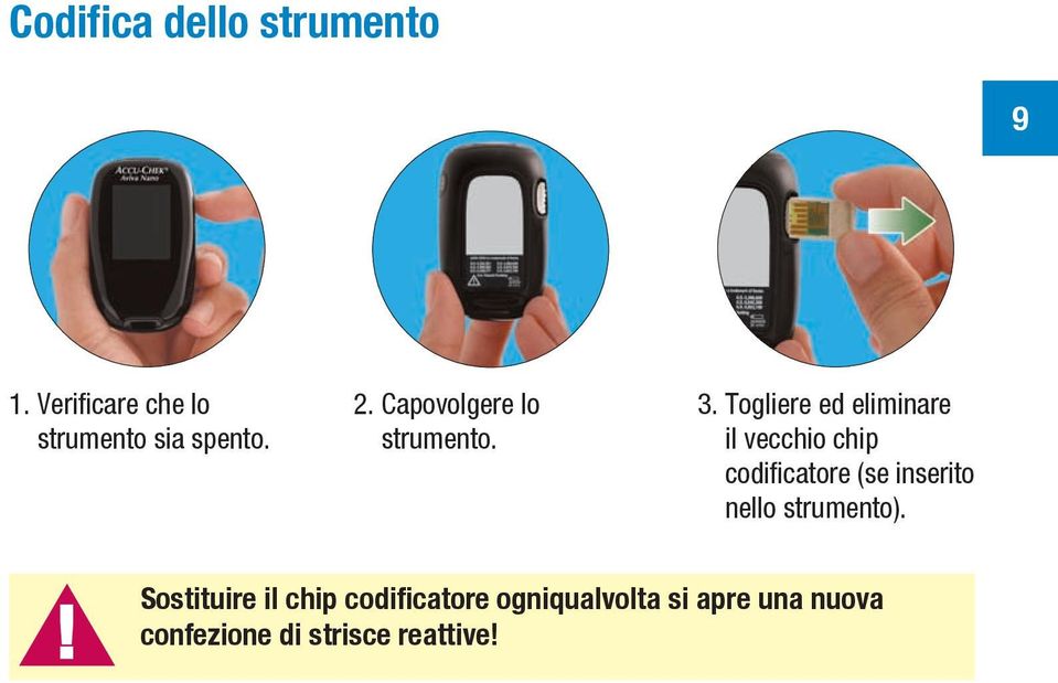 Togliere ed eliminare il vecchio chip codificatore (se inserito nello