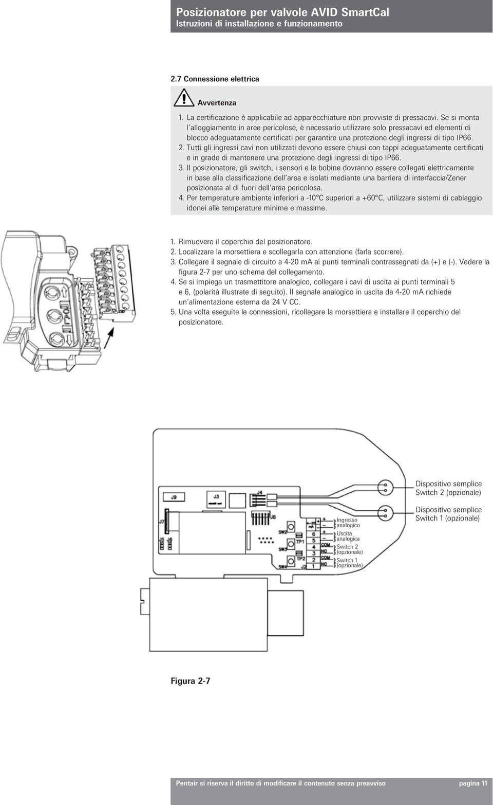 Tutti gli ingressi cavi non utilizzati devono essere chiusi con tappi adeguatamente certificati e in grado di mantenere una protezione degli ingressi di tipo IP66. 3.