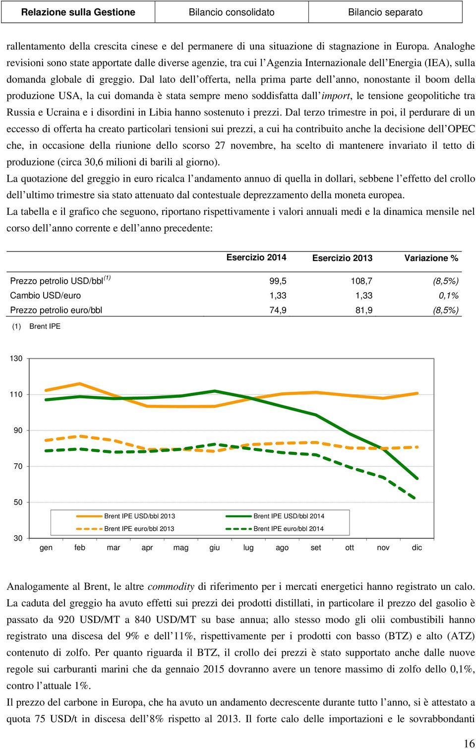 Dal lato dell offerta, nella prima parte dell anno, nonostante il boom della produzione USA, la cui domanda è stata sempre meno soddisfatta dall import, le tensione geopolitiche tra Russia e Ucraina