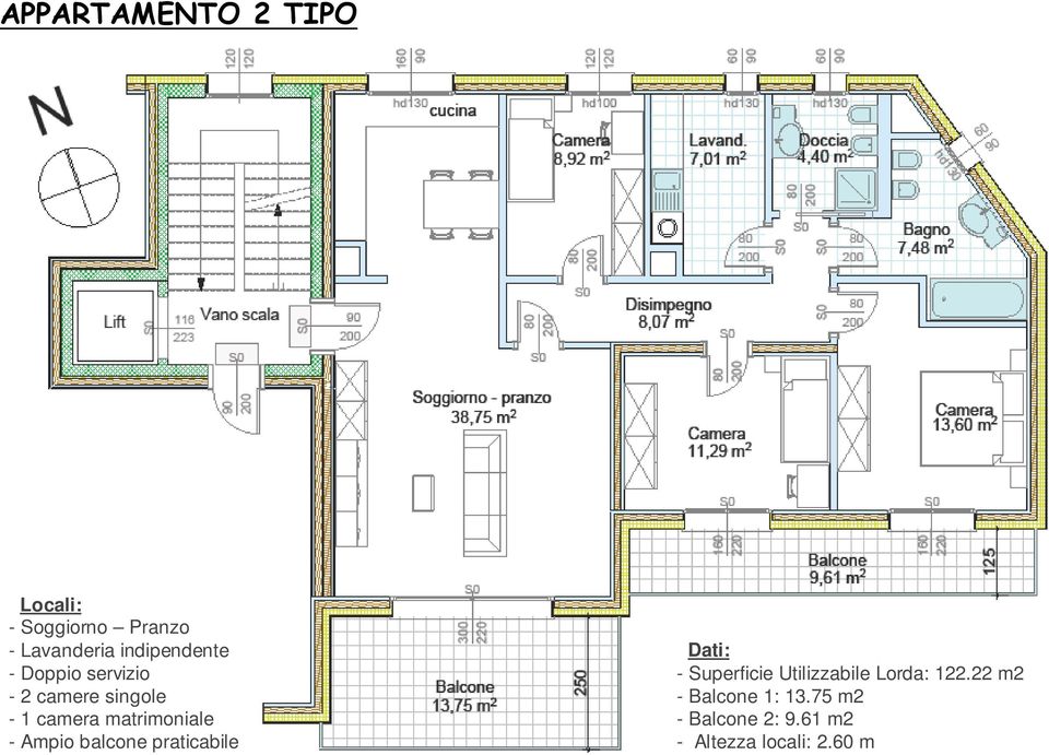 matrimoniale - Ampio balcone praticabile Dati: - Superficie