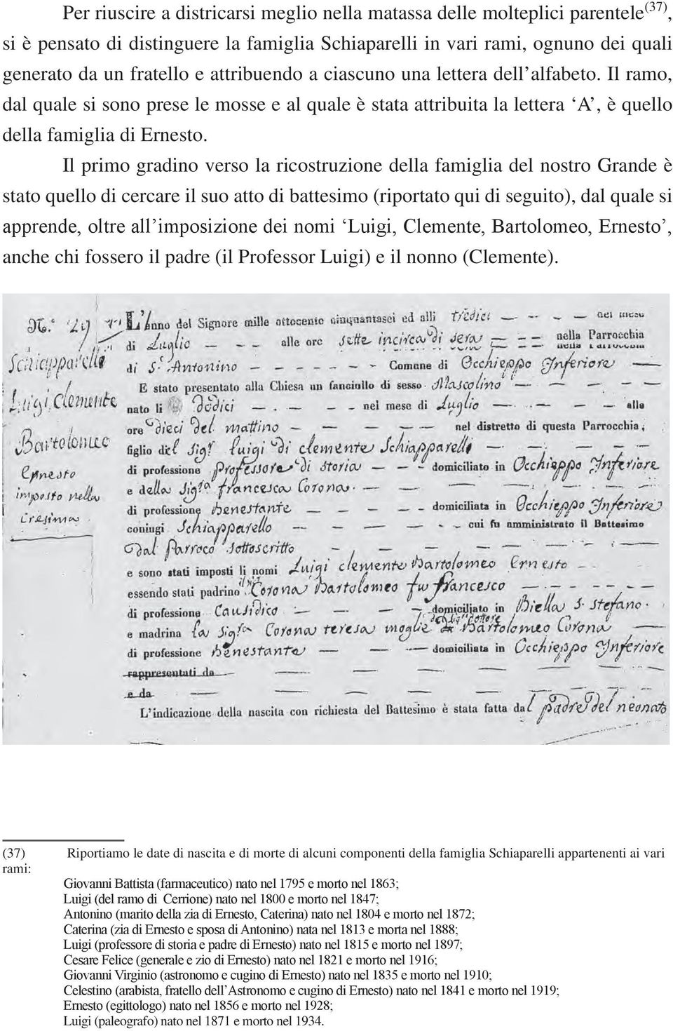 Il primo gradino verso la ricostruzione della famiglia del nostro Grande è stato quello di cercare il suo atto di battesimo (riportato qui di seguito), dal quale si apprende, oltre all imposizione