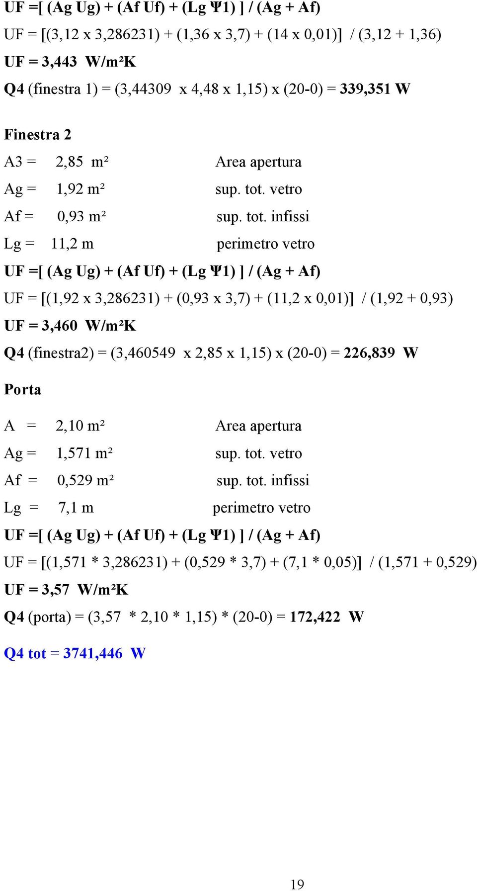 vetro Af = 0,93 m² sup. tot.