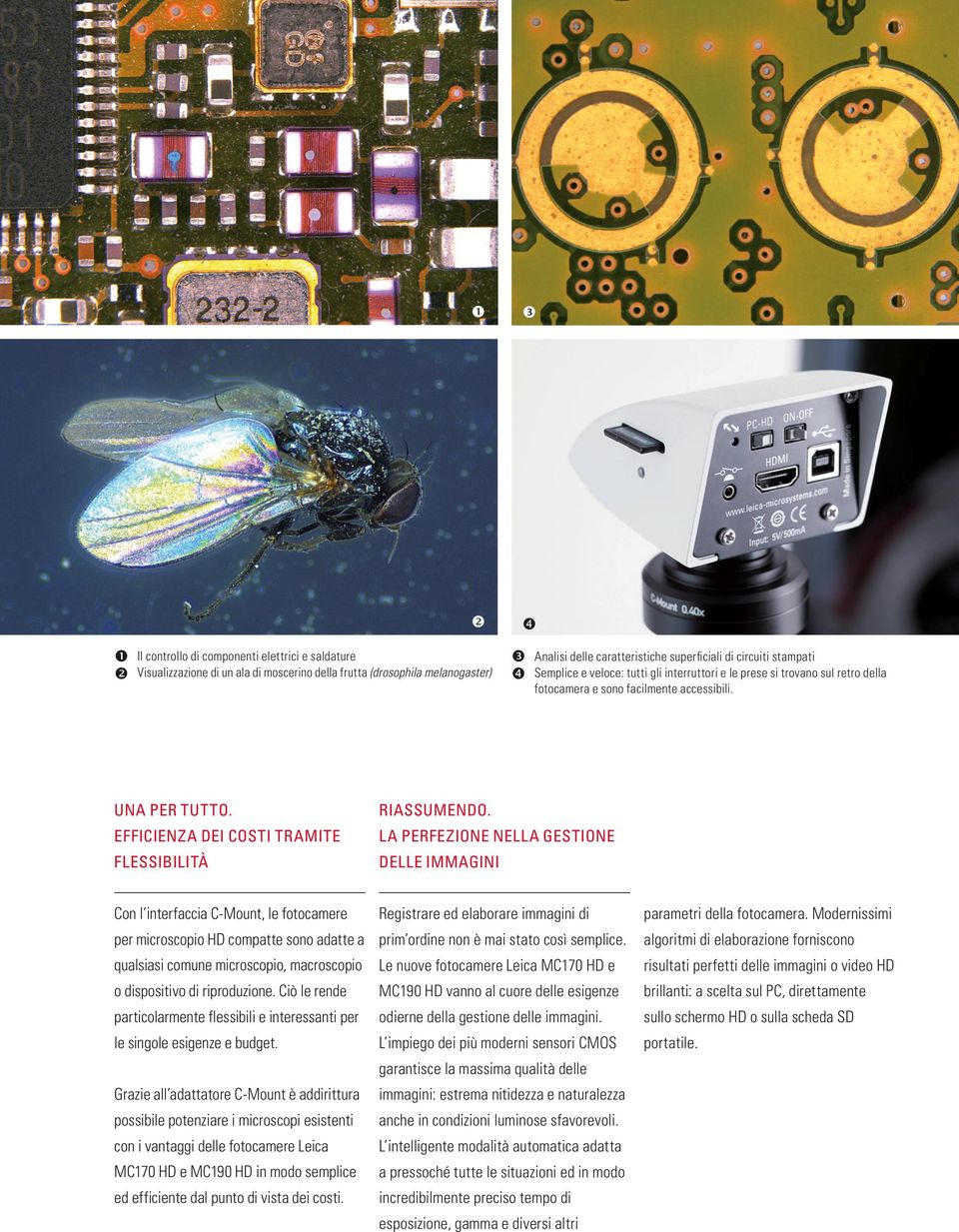 LA PERFEZIONE NELLA GESTIONE DELLE IMMAGINI Con l interfaccia C-Mont, le fotocamere per microscopio HD compatte sono adatte a qalsiasi comne microscopio, macroscopio o dispositivo di riprodzione.