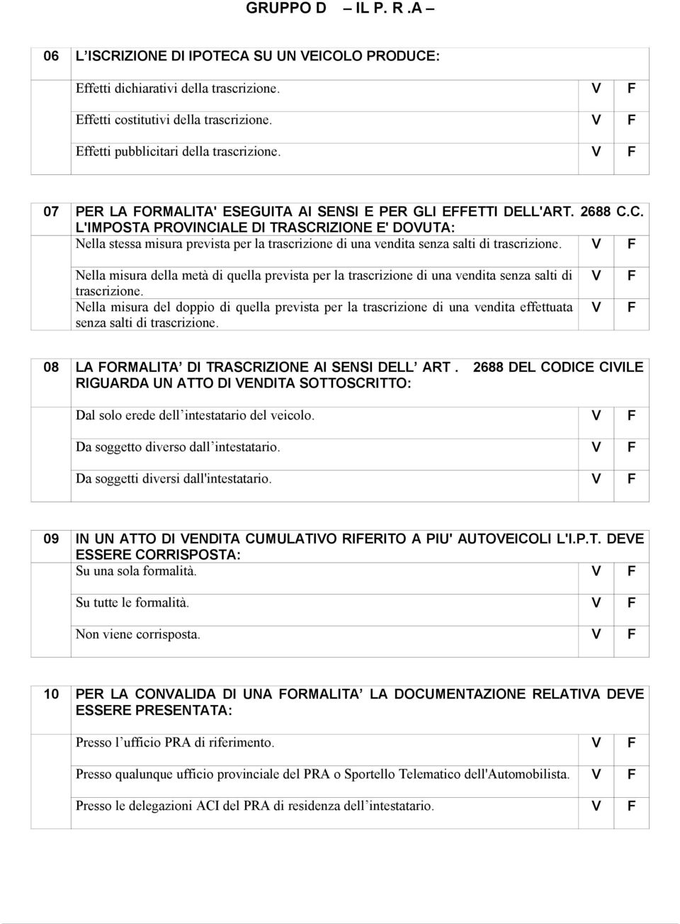 C. L'IMPOSTA PROINCIALE DI TRASCRIZIONE E' DOUTA: Nella stessa misura prevista per la trascrizione di una vendita senza salti di trascrizione.