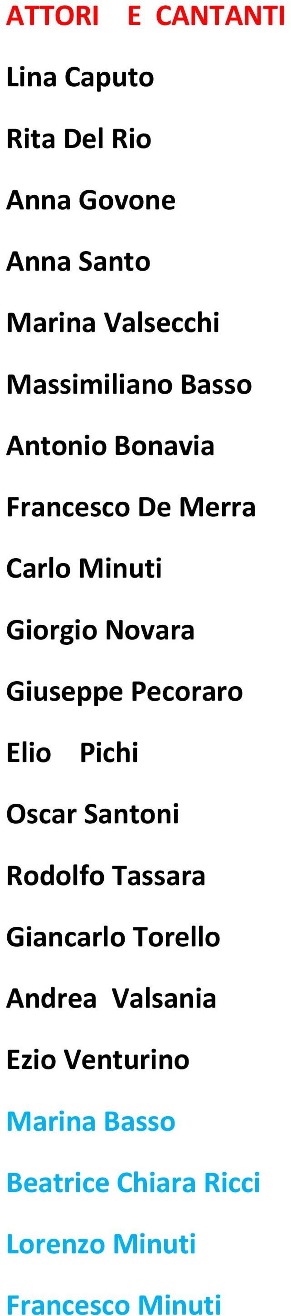 Giuseppe Pecoraro Elio Pichi Oscar Santoni Rodolfo Tassara Giancarlo Torello Andrea