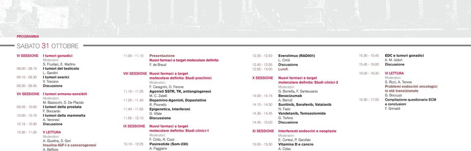 30 Discussione 10.30-11.00 V LETTURA A. Giustina, S. Gori Insulina-IGF-I e cancerogenesi A. Belfi ore 11.00-11.10 Presentazione Nuovi farmaci a target molecolare definito F.