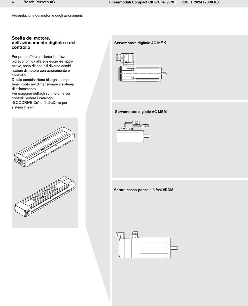 economica alle sue esigenze applicative, sono disponibili diverse combinazioni di motore con azionamento e controllo.