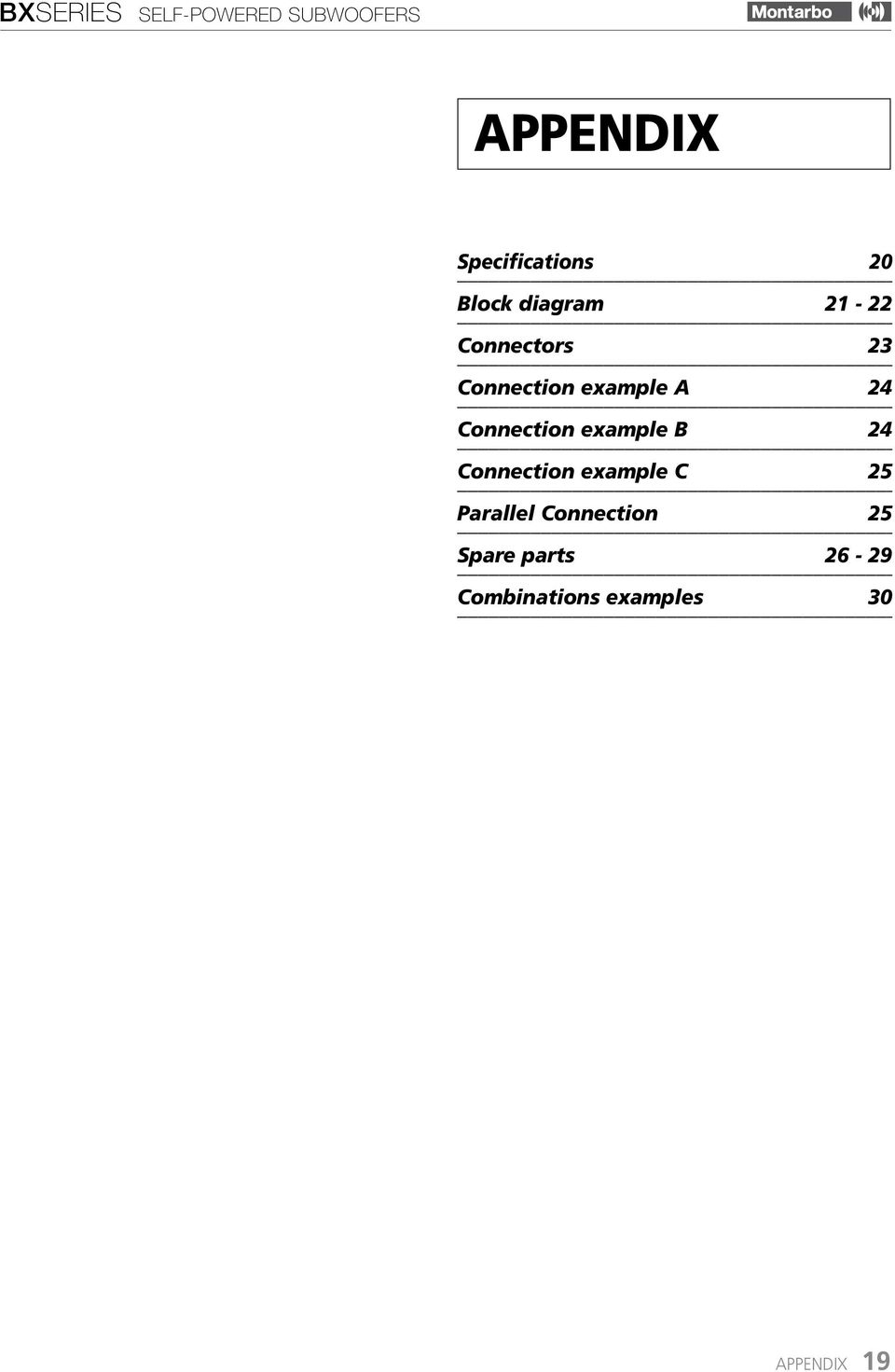 example B 24 Connection example C 25 Parallel