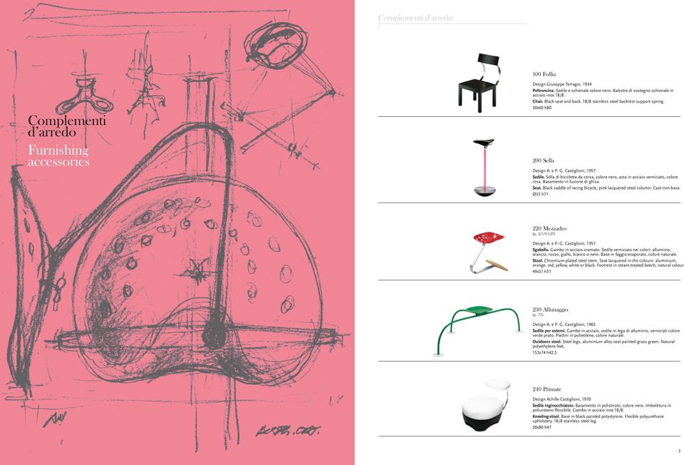 Sella di bicicletta da corsa, colore nero, asta in acciaio verniciato, colore rosa. Basamento in fusione di ghisa. Seat. Black saddle of racing bicycle, pink lacquered steel column. Cast-iron base.