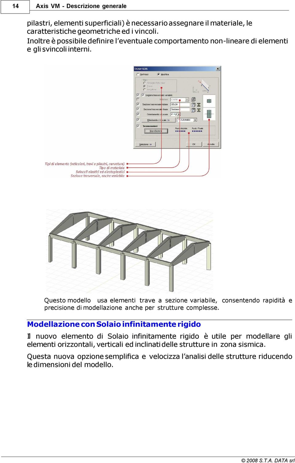 Questo modello usa elementi trave a sezione variabile, consentendo rapidità e precisione di modellazione anche per strutture complesse.