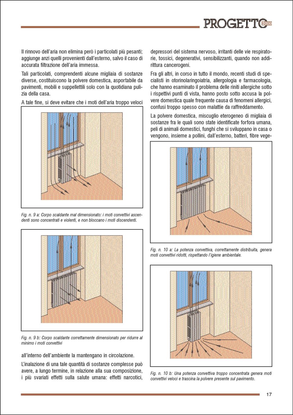 A tale fine, si deve evitare che i moti dell aria troppo veloci depressori del sistema nervoso, irritanti delle vie respiratorie, tossici, degenerativi, sensibilizzanti, quando non addirittura