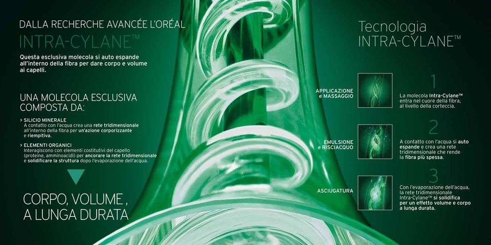 > ELEMENTI ORGANICI Interagiscono con elementi costitutivi del capello (proteine, amminoacidi) per ancorare la rete tridimensionale e solidificare la struttura dopo l evaporazione dell acqua.