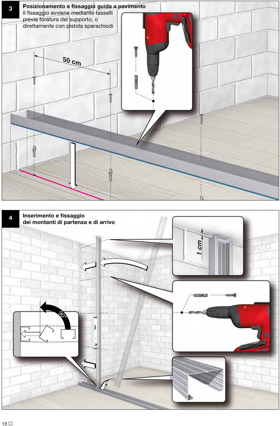 direttamente con pistola sparachiodi 50 cm 50 cm 4