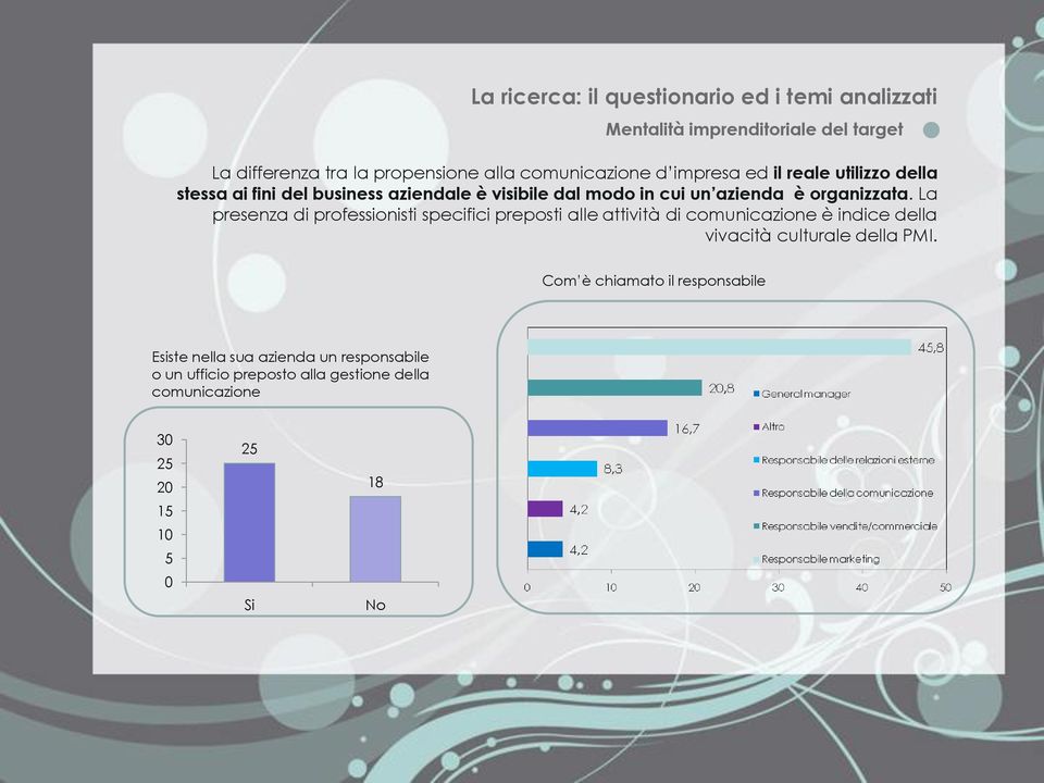 La presenza di professionisti specifici preposti alle attività di comunicazione è indice della vivacità culturale della PMI.