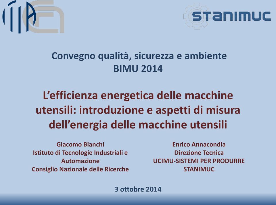 Bianchi Istituto di Tecnologie Industriali e Automazione Consiglio Nazionale delle