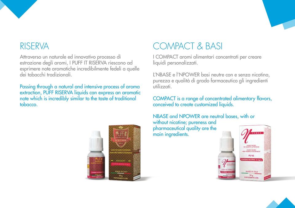 COMPACT & BASI I COMPACT aromi alimentari concentrati per creare liquidi personalizzati.