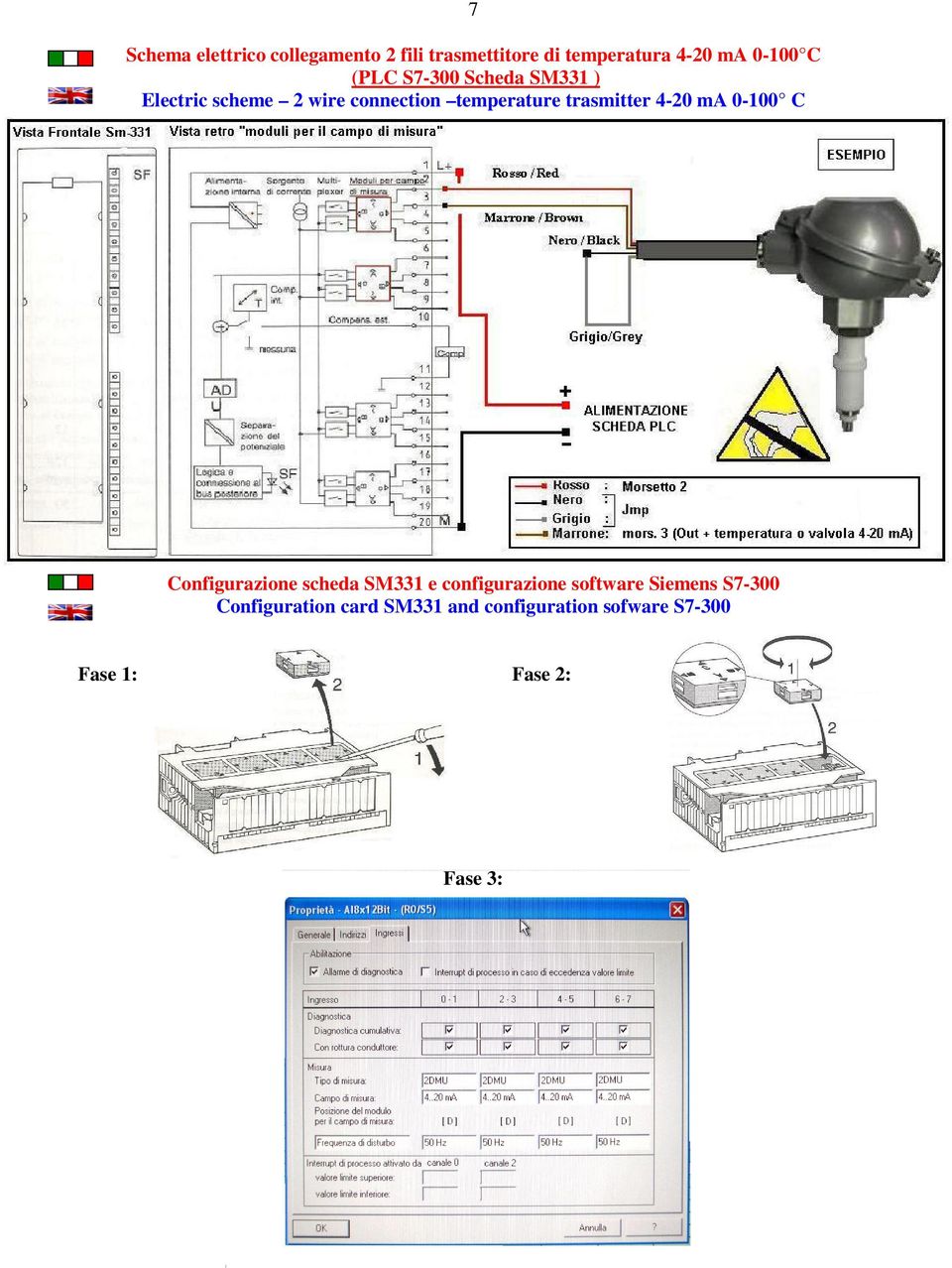 4-20 ma 0-100 C Configurazione scheda SM331 e configurazione software Siemens