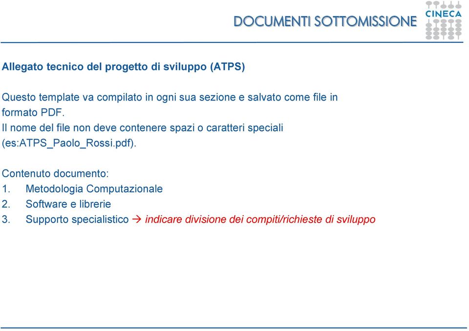 Il nome del file non deve contenere spazi o caratteri speciali (es:atps_paolo_rossi.pdf).