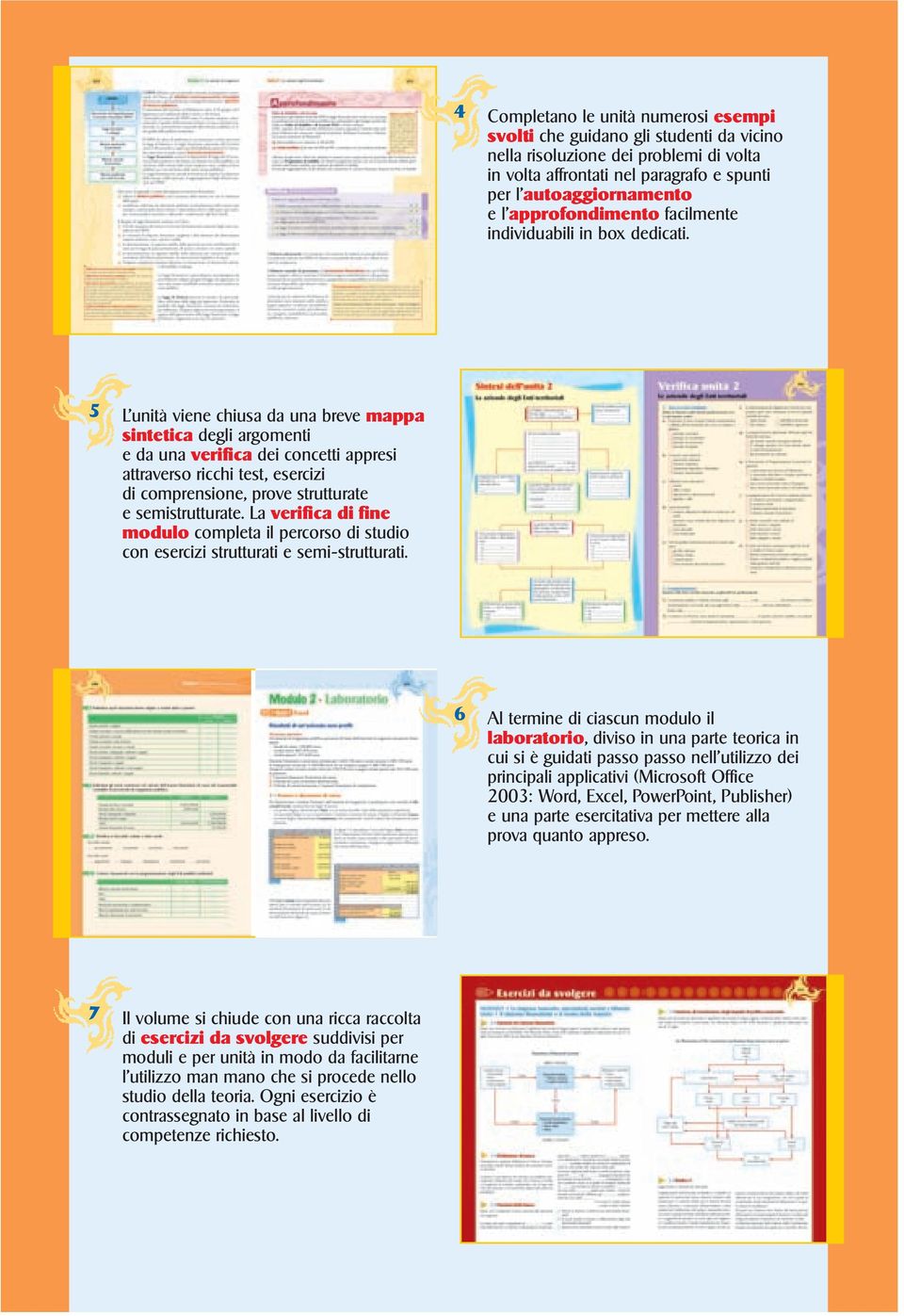 5 L unità viene chiusa da una breve mappa sintetica degli argomenti e da una verifica dei concetti appresi attraverso ricchi test, esercizi di comprensione, prove strutturate e semistrutturate.