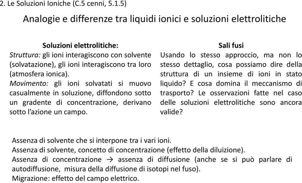 (atmosfera ionica). Movimento: gli ioni solvatati si muovo casualmente in soluzione, diffondono sotto un gradente di concentrazione, derivano sotto l azione un campo.