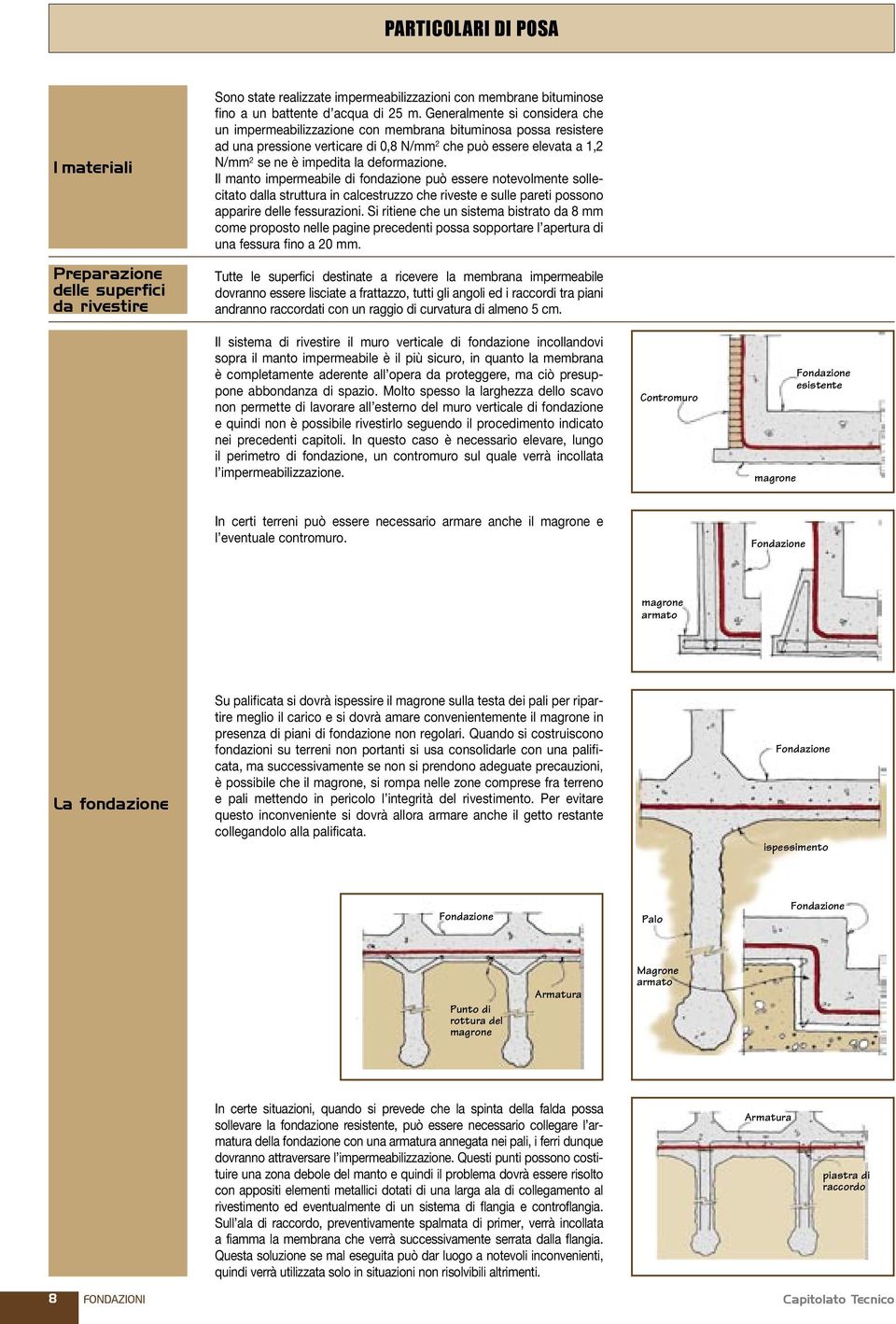 deformazione. Il manto impermeabile di fondazione può essere notevolmente sollecitato dalla struttura in calcestruzzo che riveste e sulle pareti possono apparire delle fessurazioni.