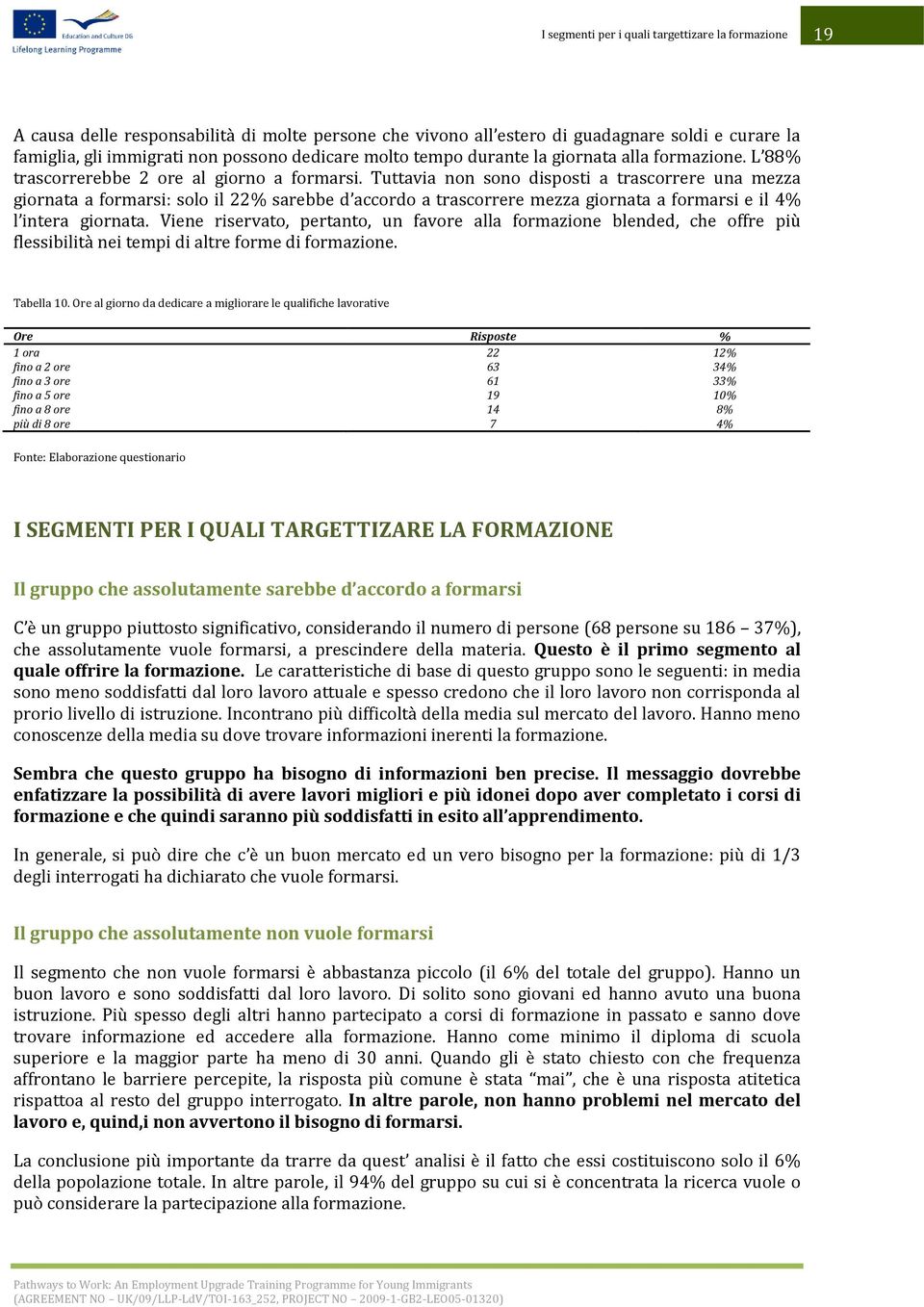 Tuttavia non sono disposti a trascorrere una mezza giornata a formarsi: solo il 22% sarebbe d accordo a trascorrere mezza giornata a formarsi e il 4% l intera giornata.