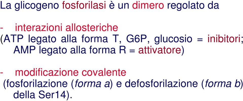 AMP legato alla forma R = attivatore) - modificazione covalente