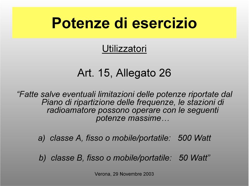 Piano di ripartizione delle frequenze, le stazioni di radioamatore possono