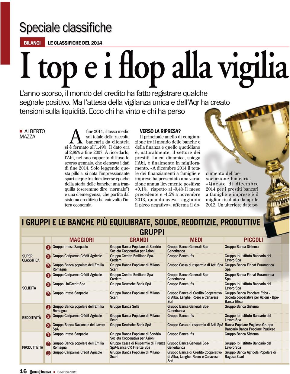 Ecco chi ha vinto e chi ha perso ALBERTO MAZZA A fine 2014, il tasso medio sul totale della raccolta bancaria da clientela si è fermato all 1,49%. Il dato era al 2,89% a fine 2007.