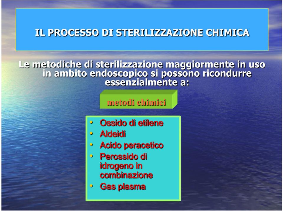 possono ricondurre essenzialmente a: metodi chimici Ossido di